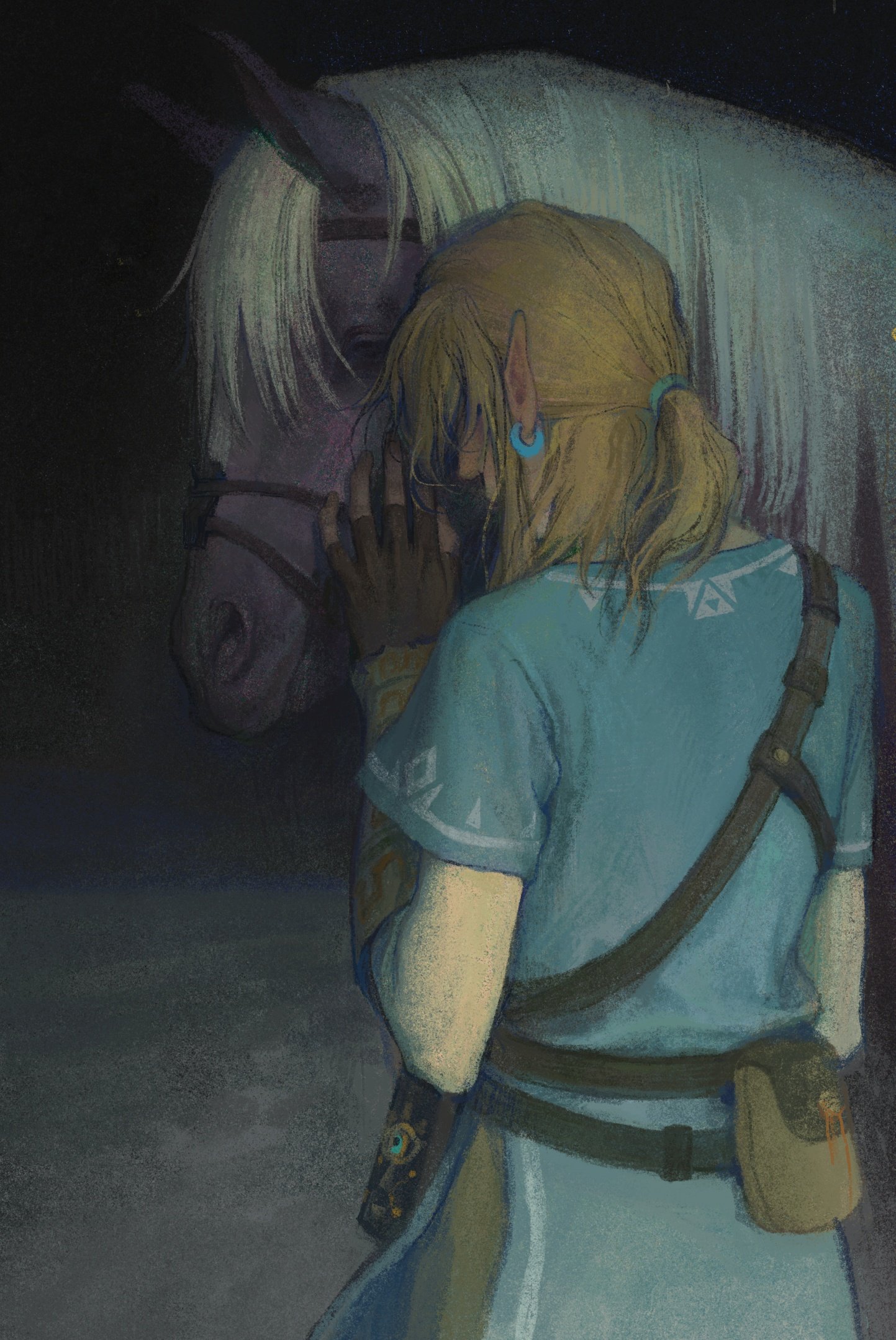 Zelda cosplay with glowing Sheikah Slate